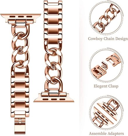 Strap-it® Strap-it Apple Watch steel chain band (rosé goud)