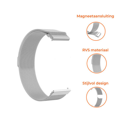 Strap-it® Strap-it Samsung Galaxy Watch 4 - 40mm Milanese band (zilver) Strap-it® Strap-it Samsung Galaxy Watch 4 - 40mm Milanese band (zilver)