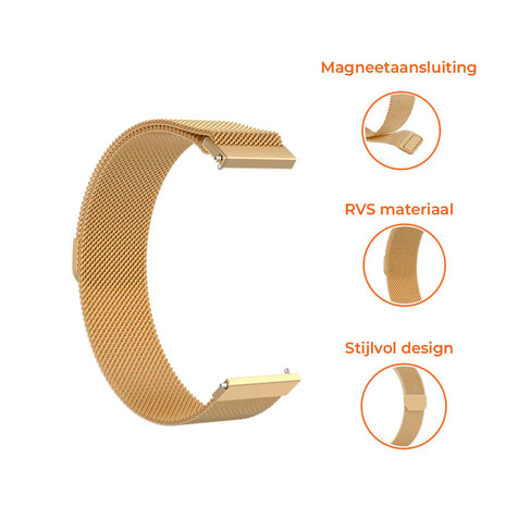 Strap-it® Strap-it Samsung Galaxy Watch 4 - 40mm Milanese band (goud) Strap-it® Strap-it Samsung Galaxy Watch 4 - 40mm Milanese band (goud)