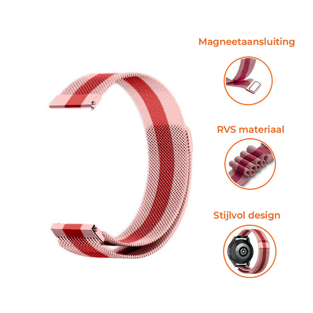 Strap-it® Strap-it Samsung Galaxy Watch 4 - 40mm Milanese band (rood/roze)