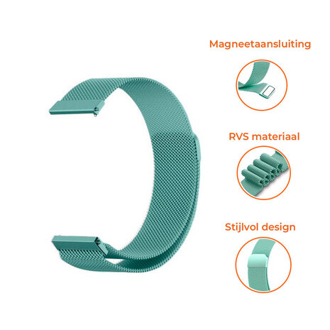 Strap-it® Strap-it Samsung Galaxy Watch 4 - 40mm Milanese band (groen) Strap-it® Strap-it Samsung Galaxy Watch 4 - 40mm Milanese band (groen)