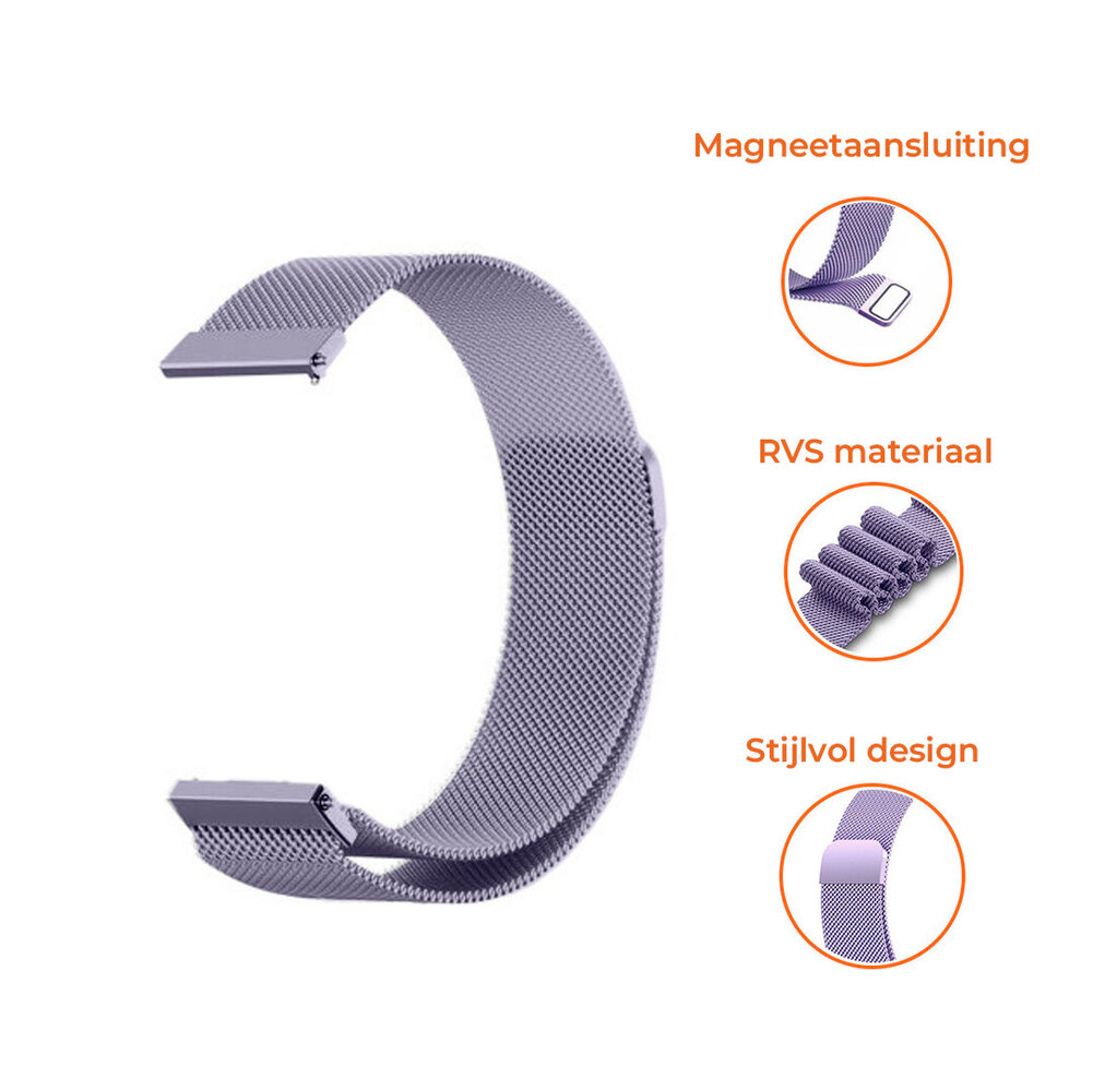 Strap-it® Strap-it Samsung Galaxy Watch 4 - 40mm Milanese band (lichtpaars)