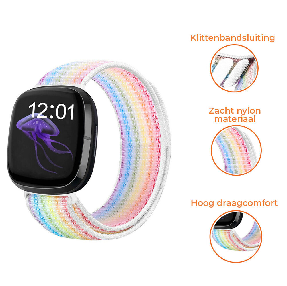 Strap-it® Strap-it Fitbit Versa 3 nylon band (kleurrijk)