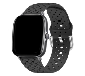 Strap-it® Amazfit GTS 3 gevlochten siliconen bandje (zwart)