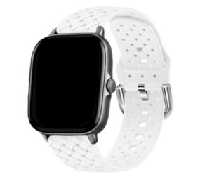 Strap-it® Amazfit GTS 3 gevlochten siliconen bandje (wit)