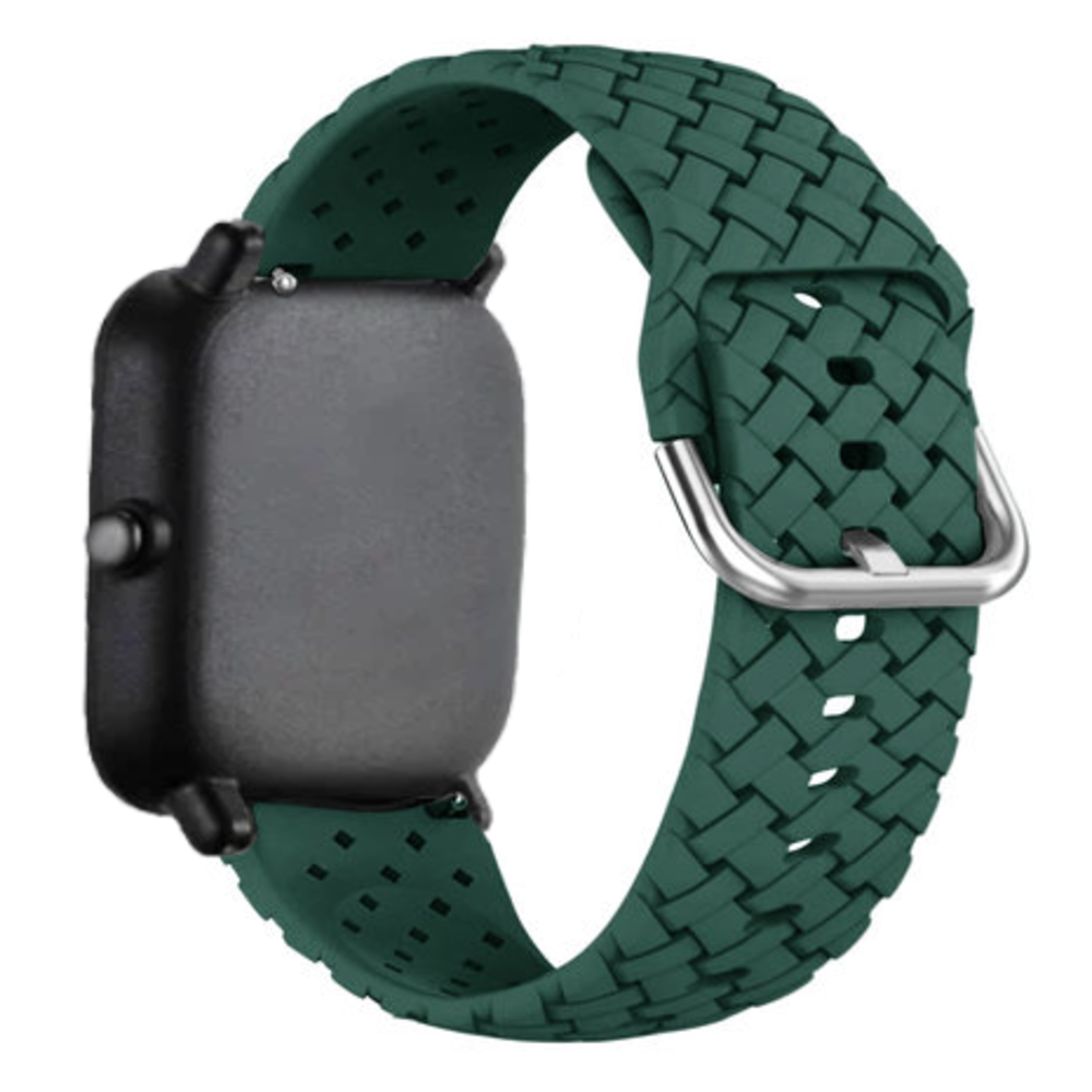 Strap-it® Strap-it Amazfit GTS 2 gevlochten siliconen bandje (donkergroen)
