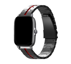 Strap-it® Amazfit GTS 2 steel iron band (zwart/rood)