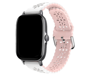 Strap-it® Xiaomi Amazfit GTS siliconen bandje met patroon (wit/roze)