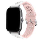 Strap-it® Amazfit GTS 2 siliconen bandje met patroon (wit/roze)