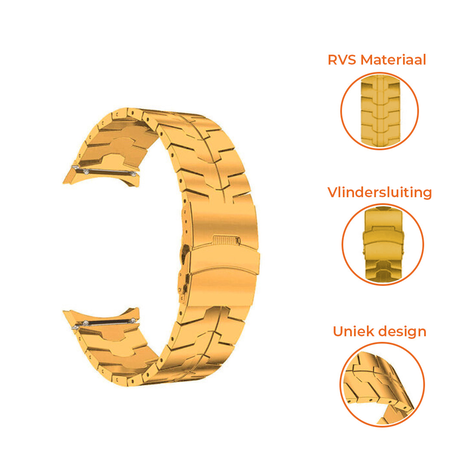Strap-it® Strap-it Samsung Galaxy Watch 6 - 40mm steel iron band (goud) Strap-it® Strap-it Samsung Galaxy Watch 6 - 40mm steel iron band (goud)