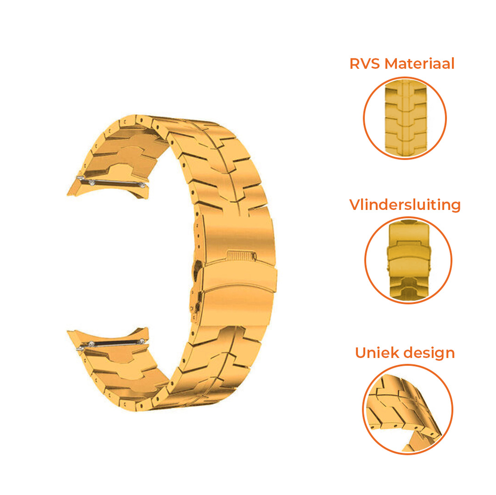 Strap-it® Strap-it Samsung Galaxy Watch 4 40mm steel iron band (goud) Strap-it® Strap-it Samsung Galaxy Watch 4 40mm steel iron band (goud)