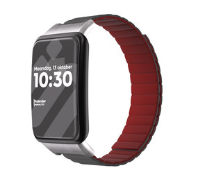 Strap-it® Oppo Watch Free silicone link bandje (grijs/bordeaux)