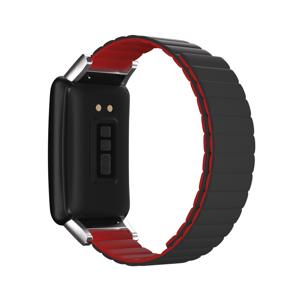 Strap-it® Strap-it Oppo Watch Free silicone link bandje (grijs/bordeaux)