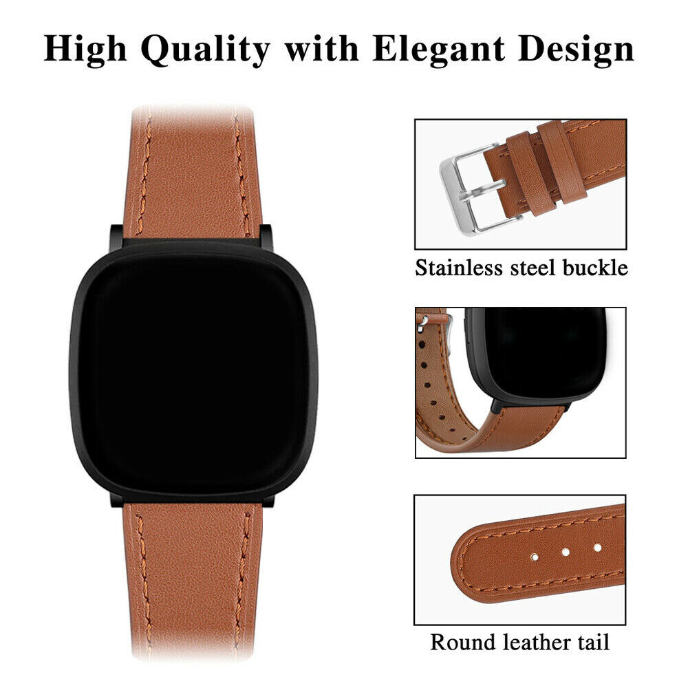 Strap-it® Strap-it Fitbit Versa 3 bandje leer (strak bruin)