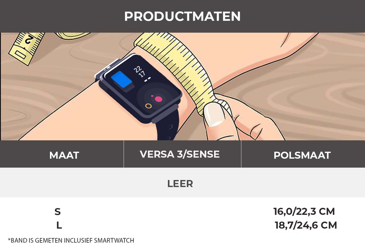 Strap-it® Strap-it Fitbit Sense bandje leer (strak bruin) Strap-it® Strap-it Fitbit Sense bandje leer (strak bruin)