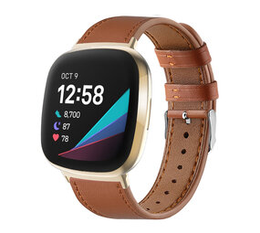 Strap-it® Fitbit Sense bandje leer (strak bruin) Strap-it® Fitbit Sense bandje leer (strak bruin)