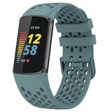 Strap-it® Fitbit Charge 6 siliconen bandje met gaatjes (grijsblauw)