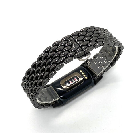 Strap-it® Strap-it Fitbit Charge 6 stalen draak band (zwart)