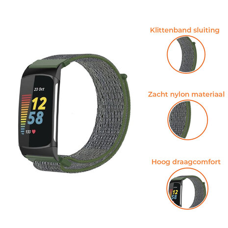 Strap-it® Strap-it Fitbit Charge 6 nylon bandje (groen)