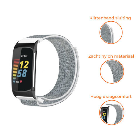 Strap-it® Strap-it Fitbit Charge 6 nylon bandje (grijs)