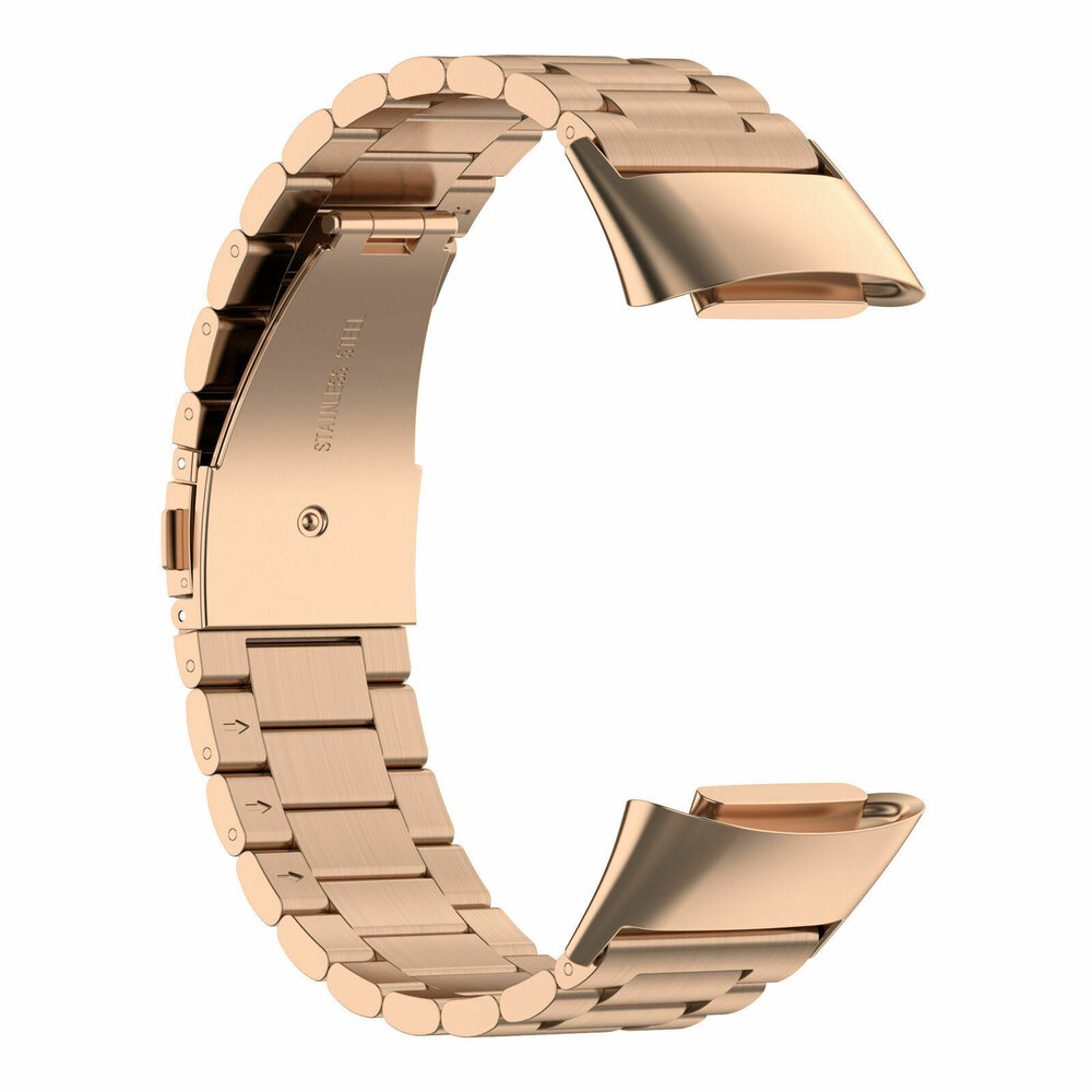 Strap-it® Strap-it Fitbit Charge 6 stalen band (rosé goud)