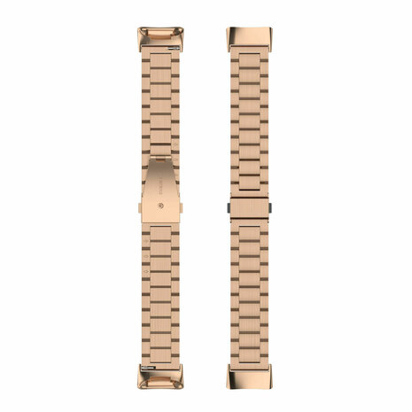 Strap-it® Strap-it Fitbit Charge 6 stalen band (rosé goud)