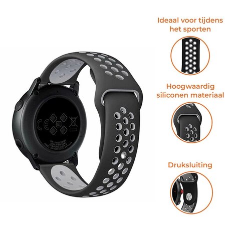 Strap-it® Strap-it Garmin Vivoactive 5 sport band  (zwart/grijs)