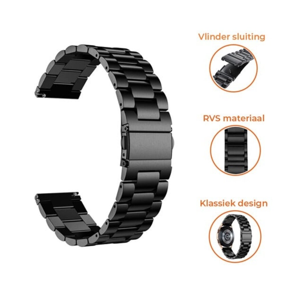 Strap-it® Strap-it Garmin Vivoactive 5 stalen band  (zwart)
