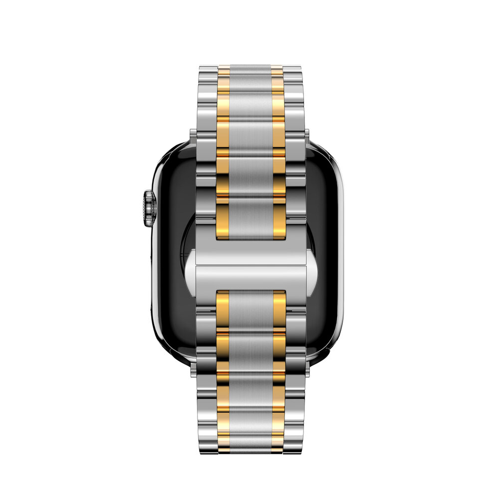 Bandz Bandz Apple Watch stalen schakel band Deluxe (zilver/goud)