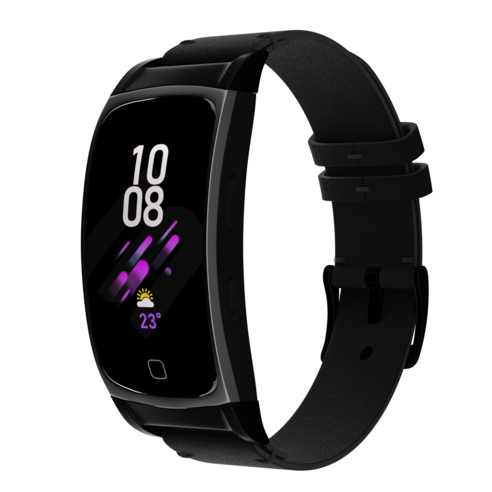 Samsung Gear Fit 2 (Pro) leren bandje (zwart) Smartwatchbanden.nl