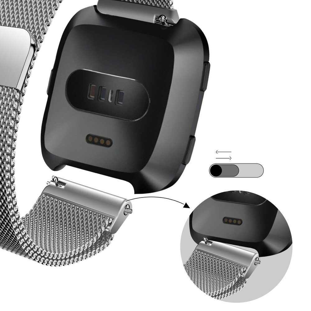 Bandz Bandz Fitbit Versa Milanese loop band (zilver)