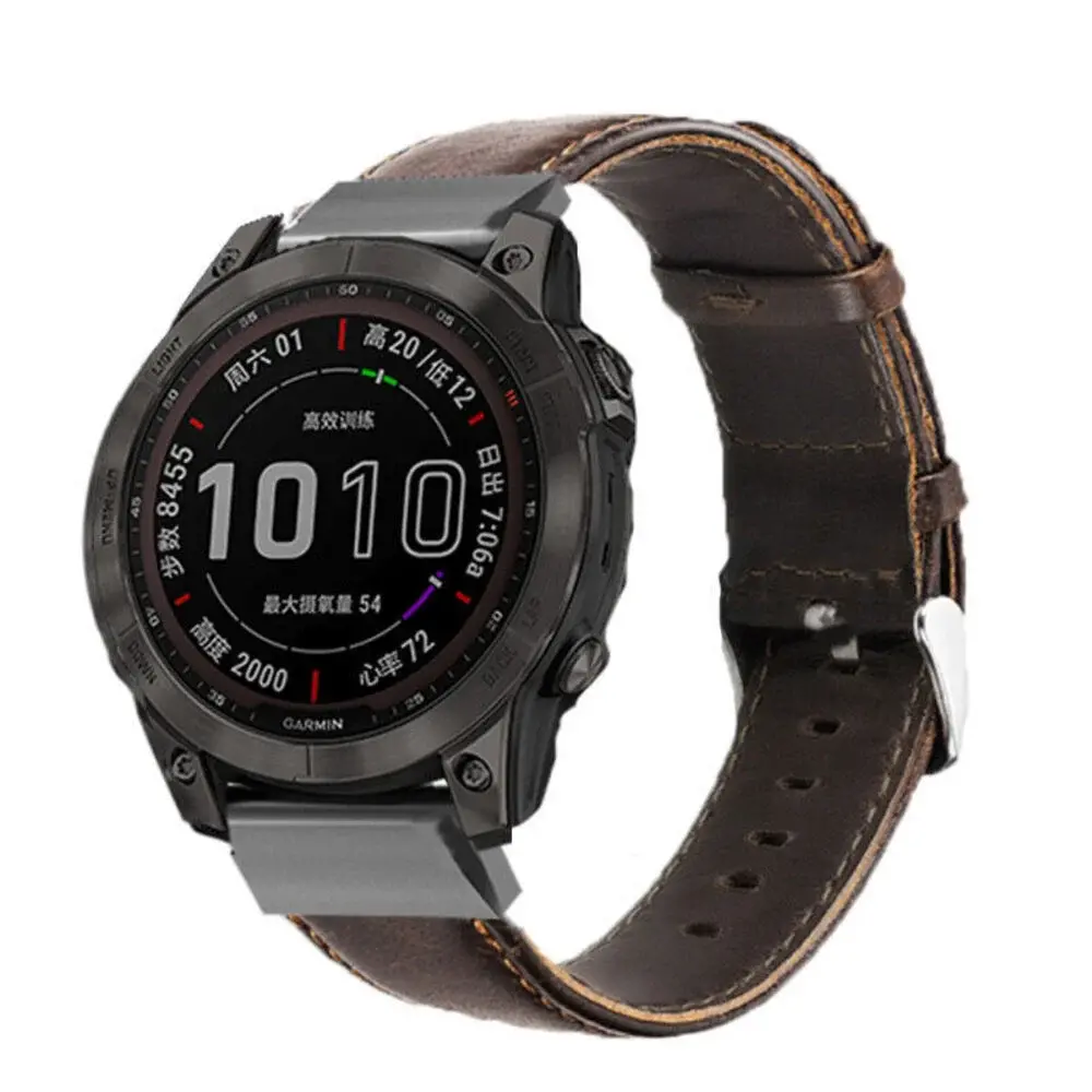 Strap-it® Strap-it Garmin Fenix 7 leren bandje (donkerbruin)