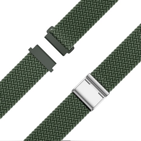 Bandz Bandz Samsung Galaxy Watch 6 44mm gevlochten nylon band (olijfgroen)
