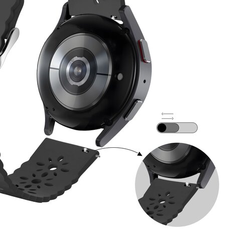 Bandz Bandz Huawei Watch GT 3 Pro 43mm siliconen band met bloemenpatroon (zwart)