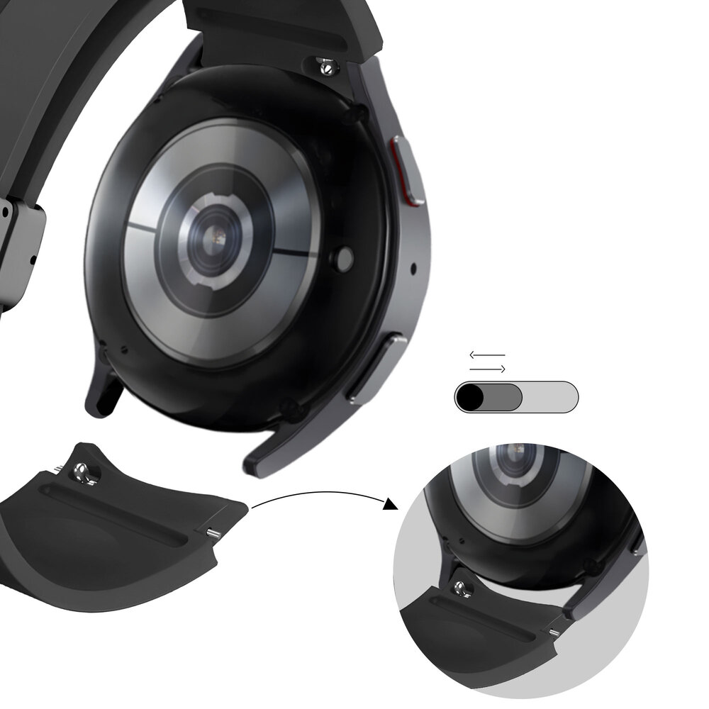 Bandz Bandz Samsung Galaxy Watch 5 Pro siliconen band met D-Buckle (zwart)