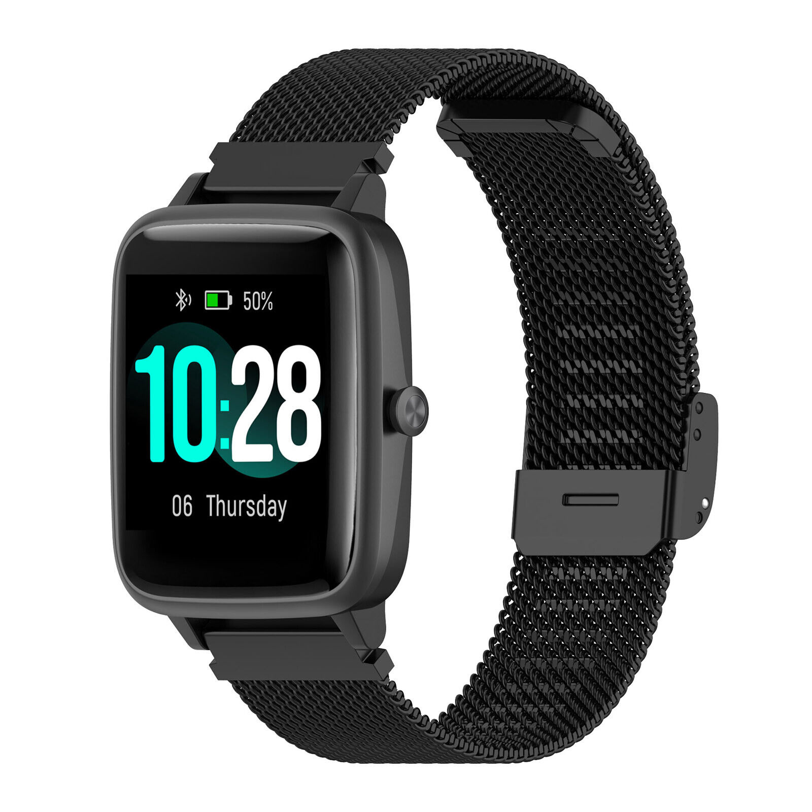 ID205L Milanese band zwart Smartwatchbanden