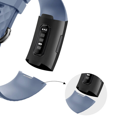 Bandz Bandz Fitbit Charge 3 siliconen band 'Classic' (grijsblauw)