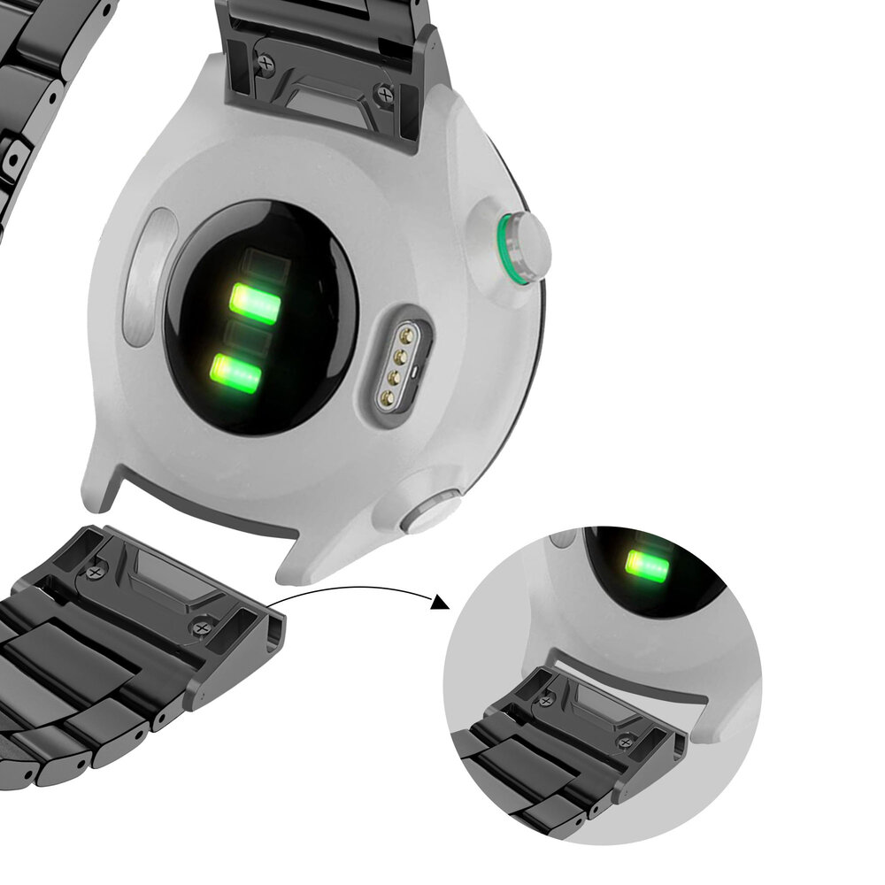 Bandz Bandz Garmin Fenix 7x stalen band 'Classic' (zwart)