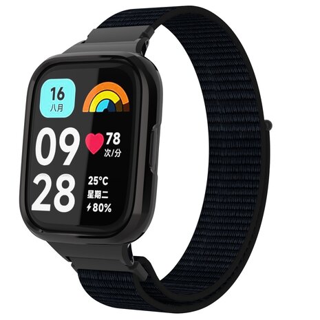 Strap-it® Strap-it Redmi Watch 3 Active / Lite nylon band (zwart)