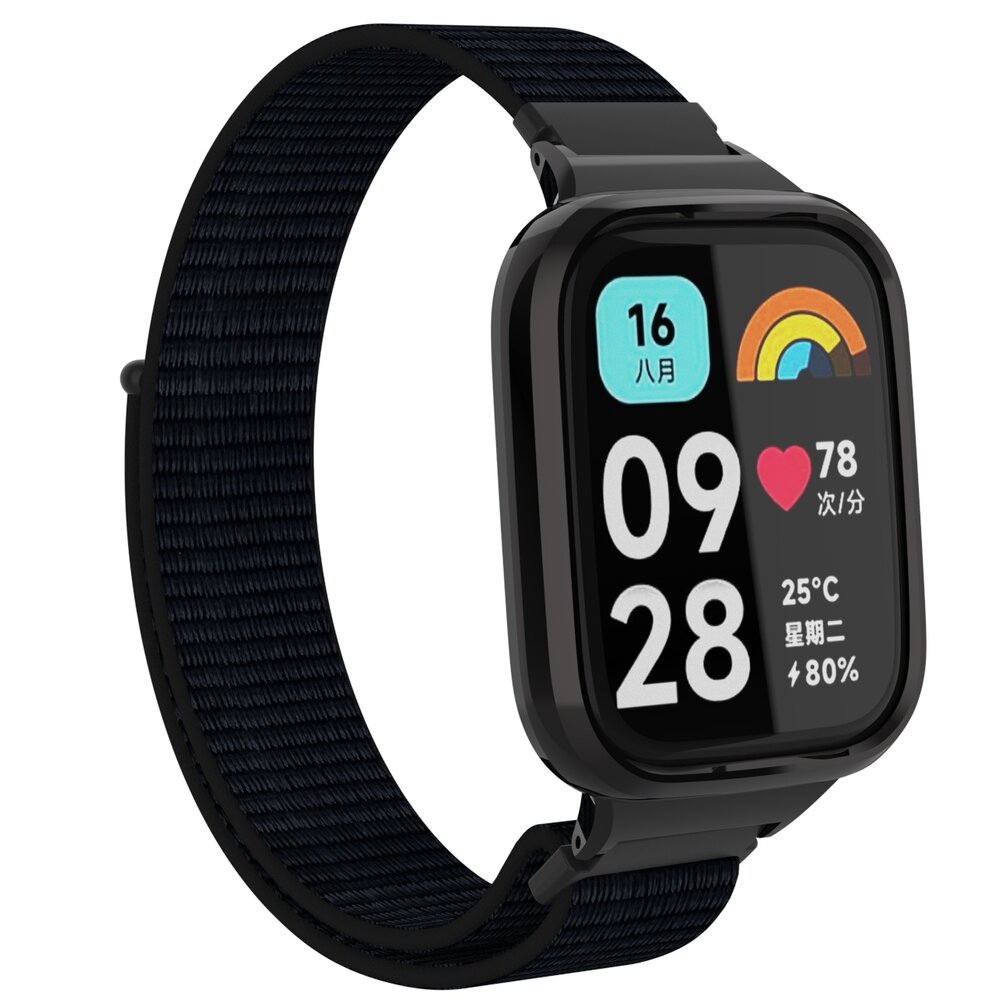 Strap-it® Strap-it Redmi Watch 3 Active / Lite nylon band (zwart)