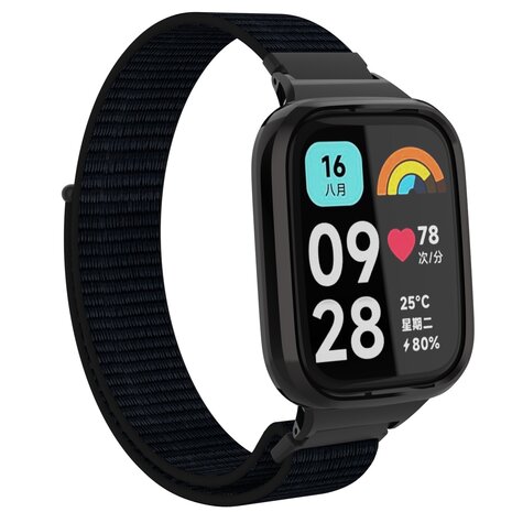 Strap-it® Strap-it Redmi Watch 3 Active / Lite nylon band (zwart)