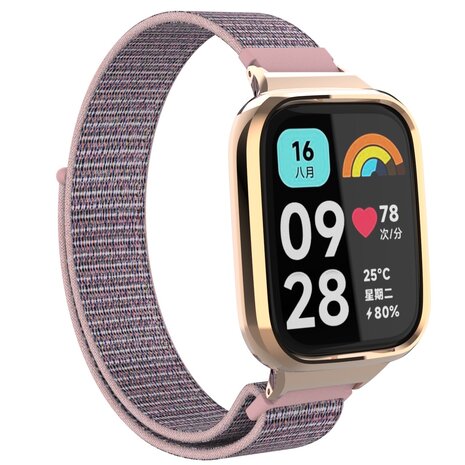 Strap-it® Strap-it Redmi Watch 3 Active / Lite nylon band (roze)