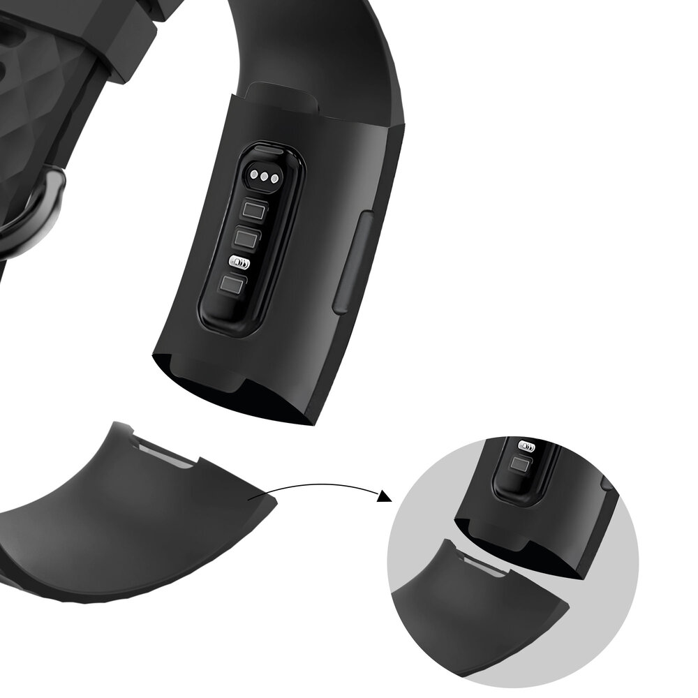 Bandz Bandz Fitbit Charge 3 siliconen band 'Classic' (zwart)