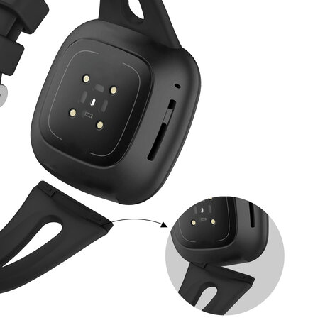 Bandz Bandz Fitbit Versa 3 silicone band 'Slim' (zwart)