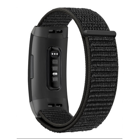 Bandz Bandz Fitbit Charge 3 nylon loop band (zwart)