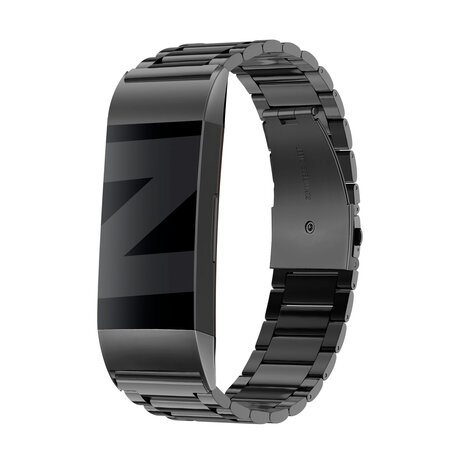 Bandz Bandz Fitbit Charge 3 stalen band 'Classic' (zwart)