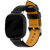 Bandz Bandz Fitbit Sense lederen band (zwart)