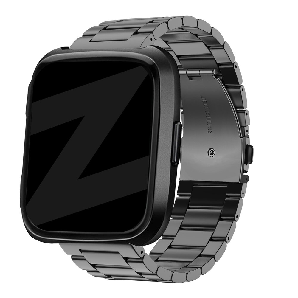 Bandz Bandz Fitbit Versa stalen band 'Classic' (zwart)