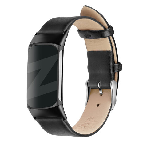 Bandz Bandz Fitbit Charge 5 genuine leren band (zwart)