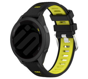 Strap-it® Garmin Forerunner 245 sport gesp bandje (zwart/geel) Strap-it® Garmin Forerunner 245 sport gesp bandje (zwart/geel)